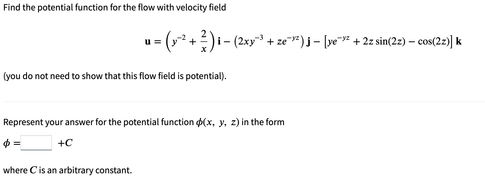 Solved Find the potential function for the flow with | Chegg.com