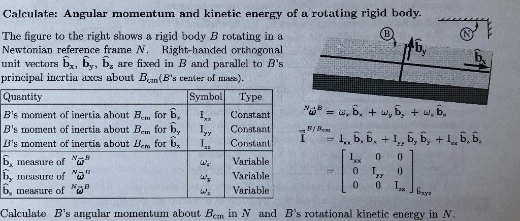 Calculate: Angular momentum and kinetic energy of a | Chegg.com