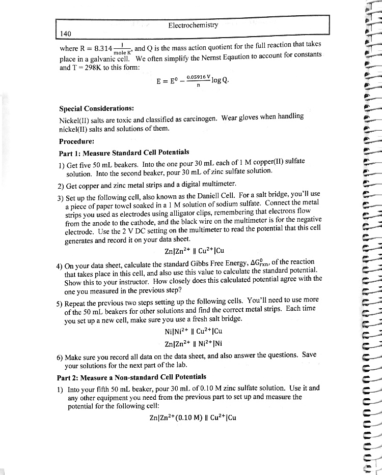 Solved General Chemistry II Laboratory Manual, 2019 Revision | Chegg.com