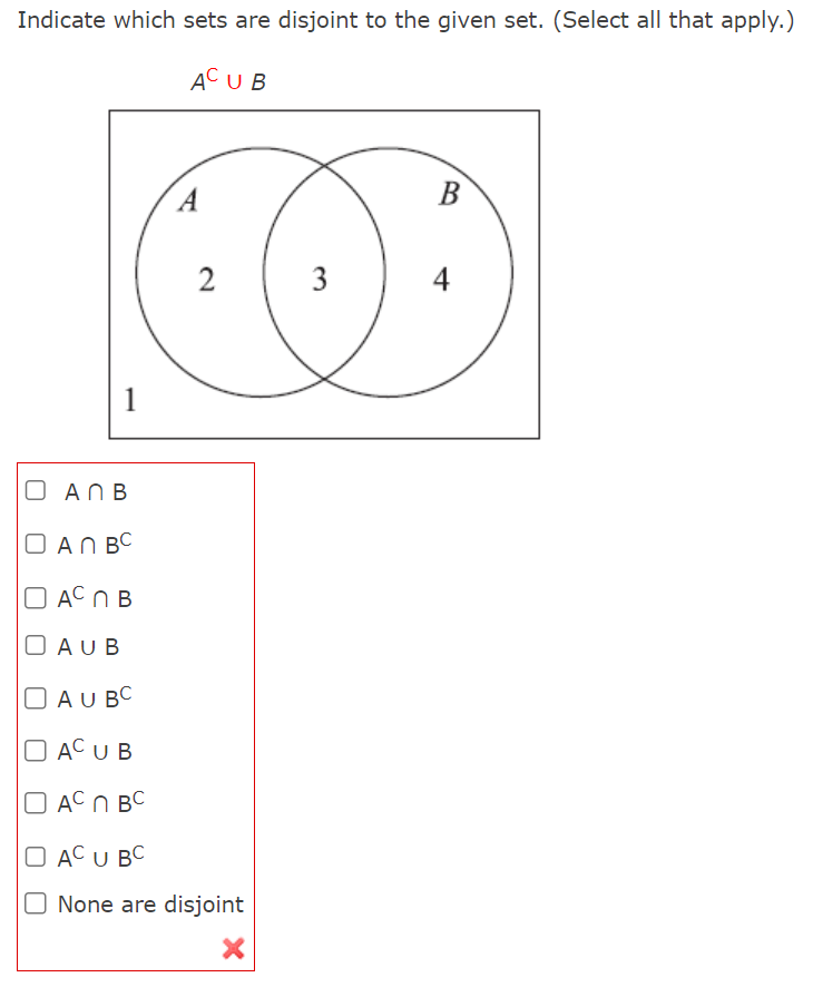 Solved Indicate which sets are disjoint to the given set. | Chegg.com