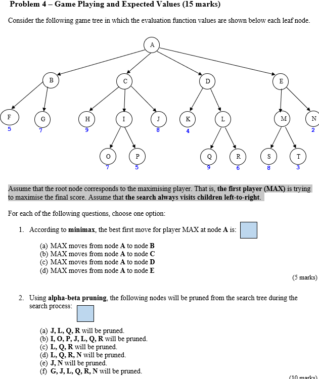 Solved Problem 4 - Game Playing and Expected Values (15 | Chegg.com