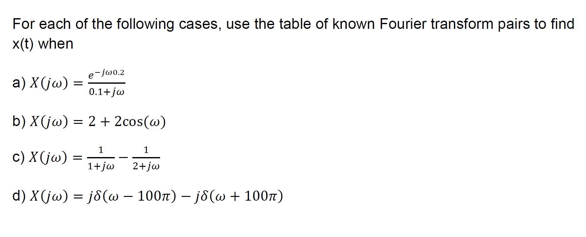 Solved For each of the following cases, use the table of | Chegg.com