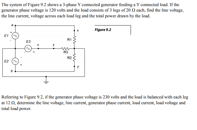 Solved The system of Figure 9.2 shows a 3-phase Y connected | Chegg.com