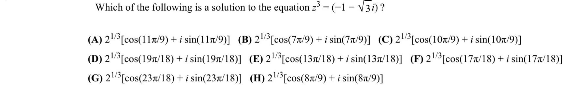 Solved Which Of The Following Is A Solution To The Equation | Chegg.com