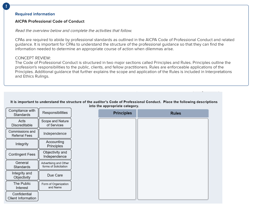 Solved AICPA Professional Code Of Conduct Read The | Chegg.com