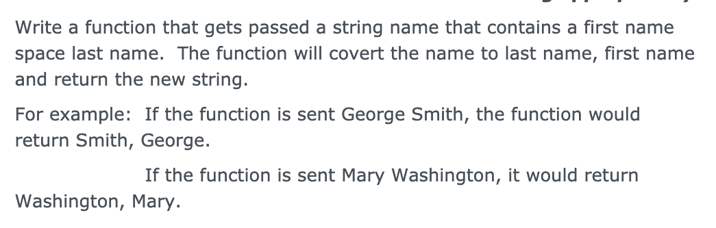 Solved Write a function that gets passed a string name that | Chegg.com