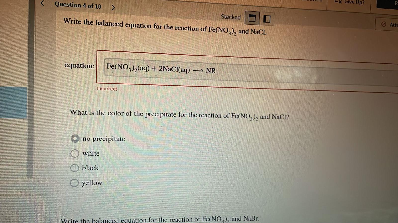 fecl3 naoh fe oh 3 nacl balanced equation answer