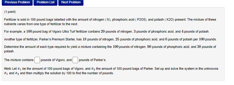 Solved Previous Problem Problem List Next Problem (1 Point) | Chegg.com