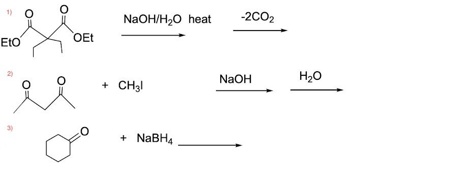 Solved NaOH/H2O heat −2CO2 2) NaOH H2O 3) | Chegg.com