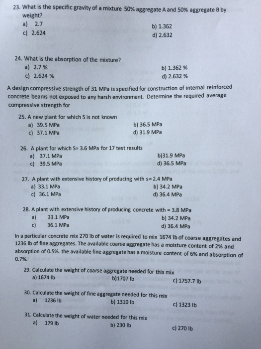 23. What is the specific gravity of a mixture 50% | Chegg.com