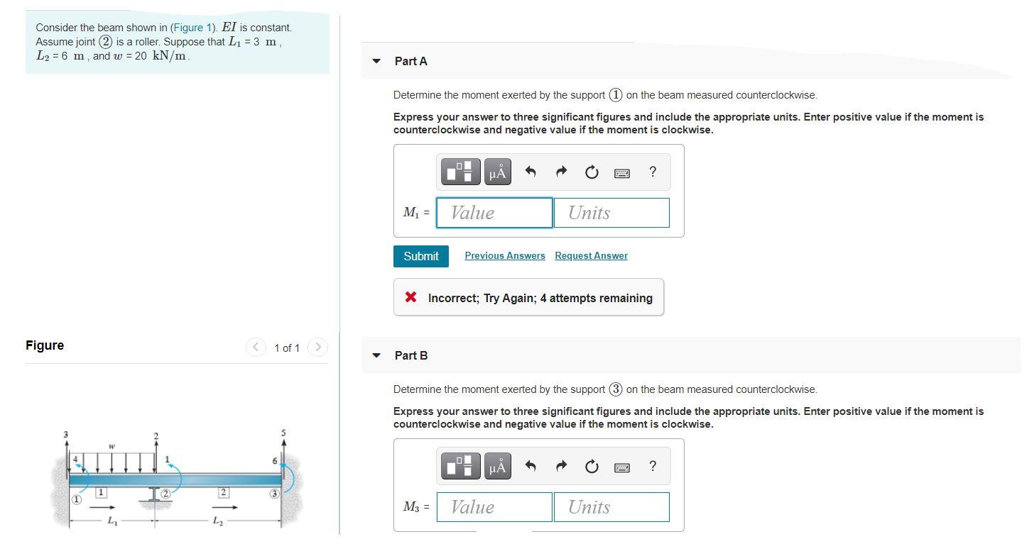 Solved Consider the beam shown in (Figure 1). EI is | Chegg.com