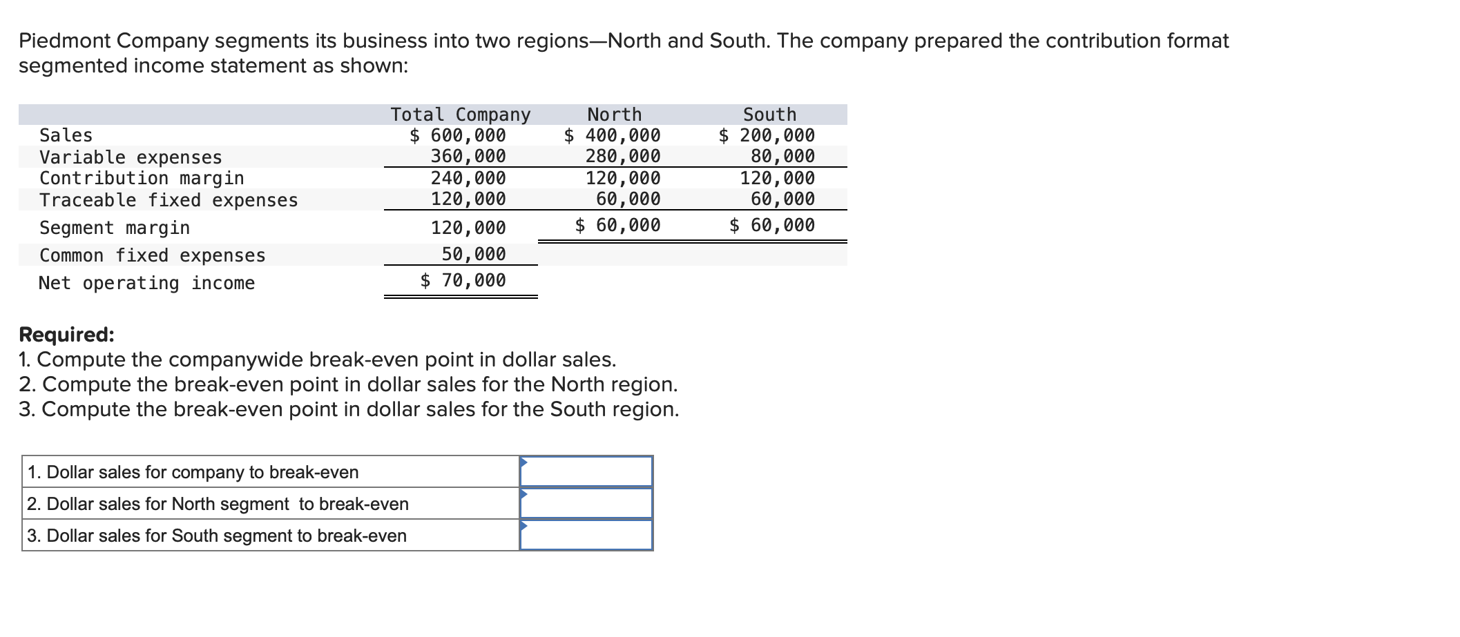 Solved Piedmont Company segments its business into two | Chegg.com