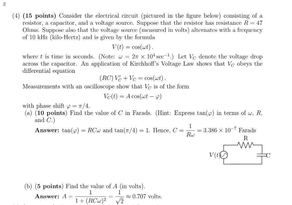 Solved (4) (15 points) Consider the electrical circuit | Chegg.com