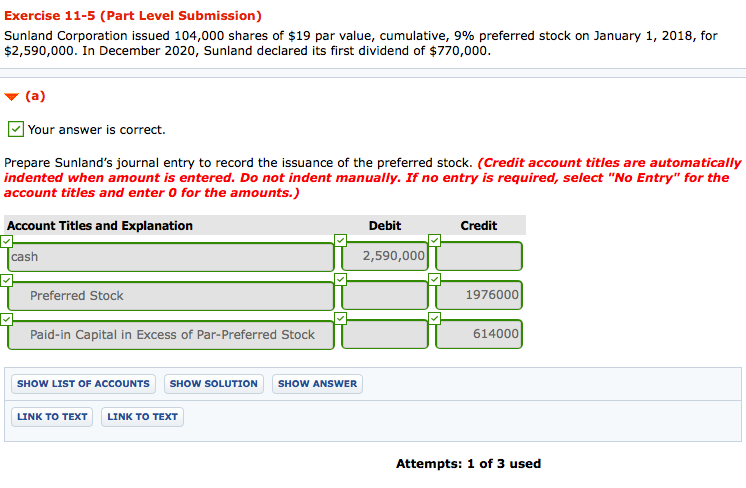 Solved Exercise 11-5 (Part Level Submission) Sunland | Chegg.com