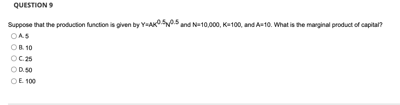 Solved QUESTION 9 Suppose That The Production Function Is | Chegg.com