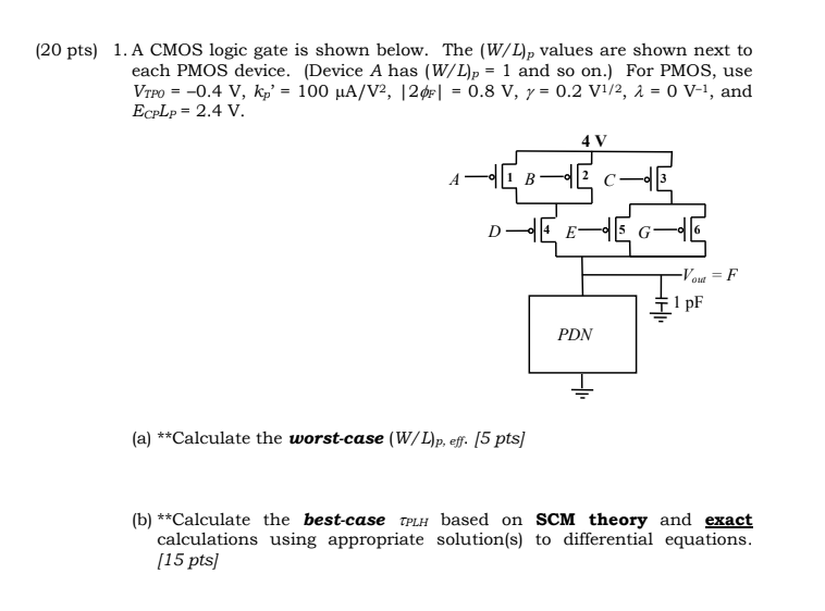 Pts 1 A Cmos Logic Gate Is Shown Below The Chegg Com