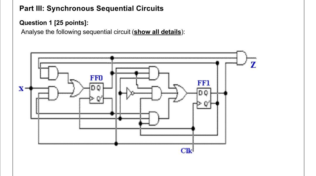 Solved Part III: Synchronous Sequential Circuits Question 1 | Chegg.com