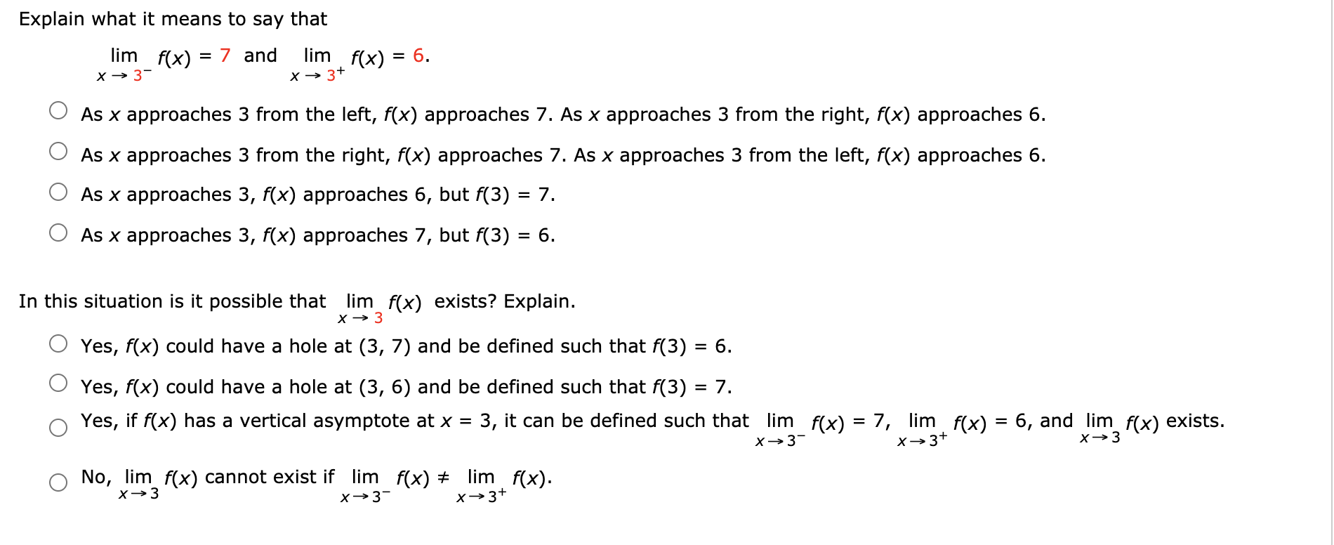 Explain What It Means To Say That Lim F X Lim F X Chegg Com