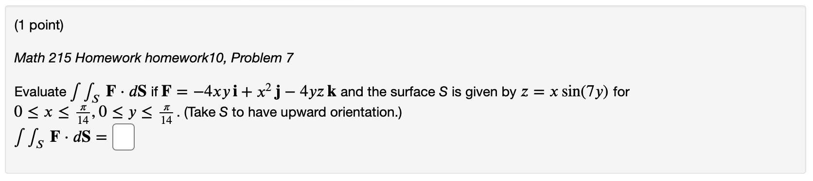 Solved (1 point) Math 215 Homework homework10, Problem 7 | Chegg.com