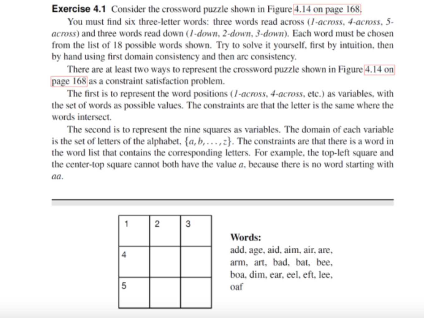 Solved Exercise 4 1 Consider the crossword puzzle shown in Chegg com