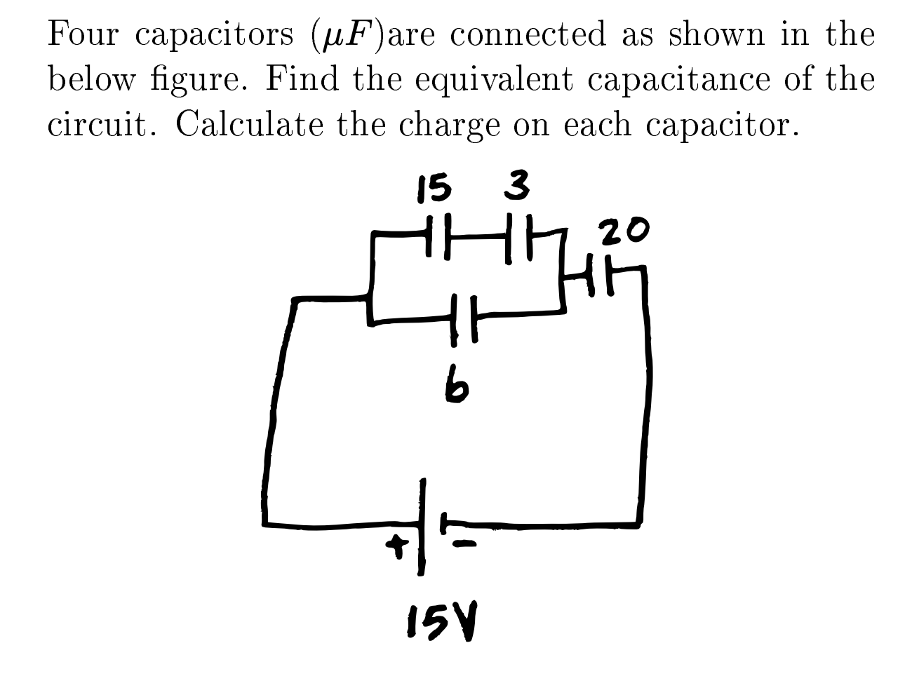 Solved Four capacitors (µF)are connected as shown in the