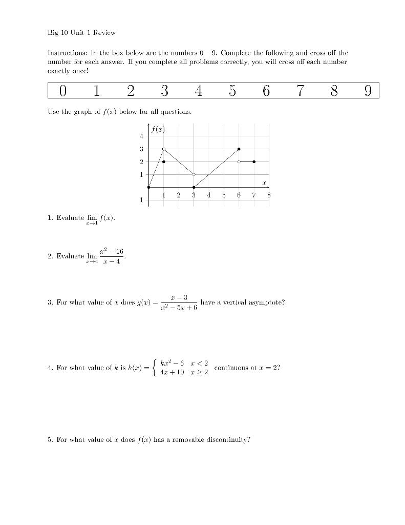 Solved Big 10 Unit 1 Review Instructions: In the box below | Chegg.com