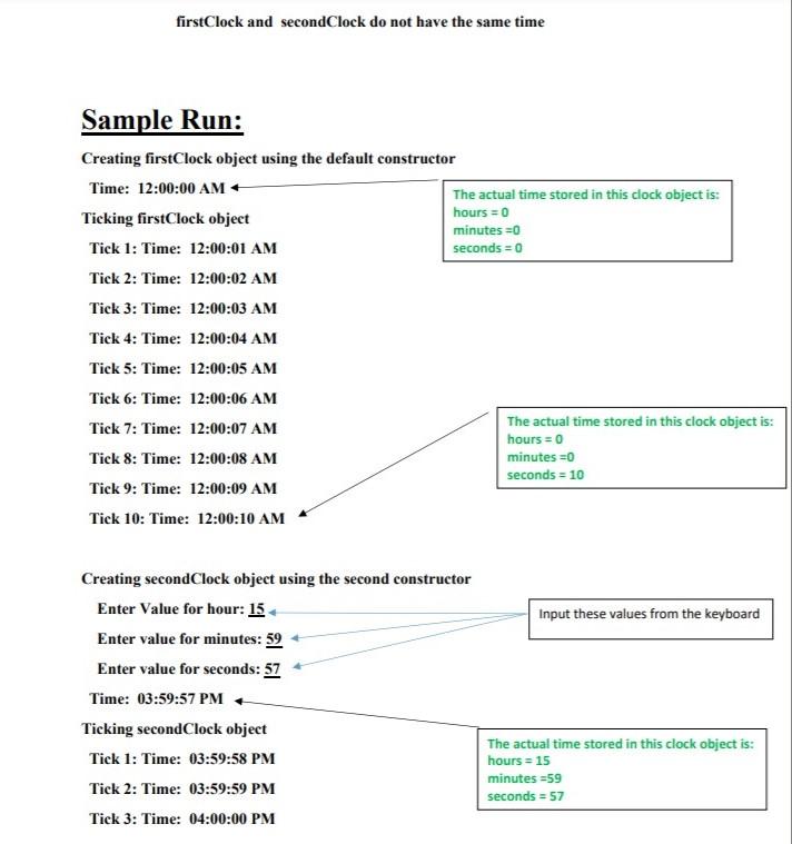 Solved a) Write a CH class called Clock for dealing with the | Chegg.com