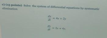 Solved c) is points) Solve the system of differential | Chegg.com