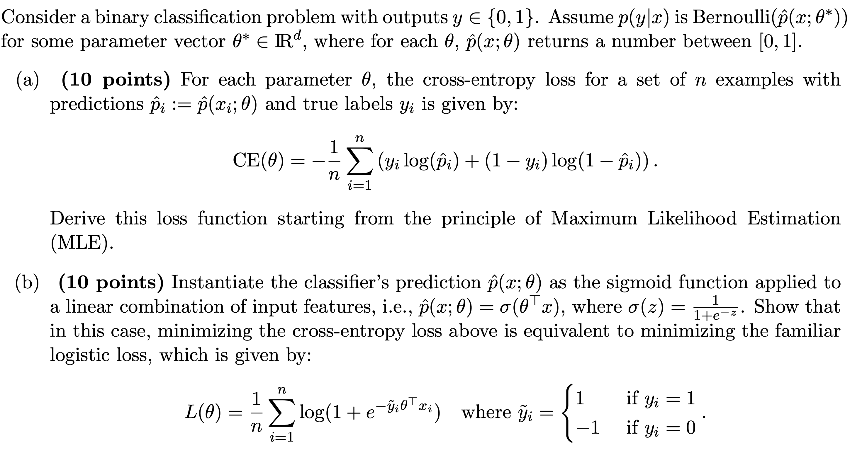 Solved Consider A Binary Classification Problem With Outputs 3640