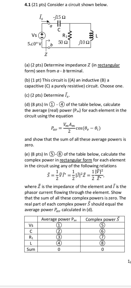 Solved 4 1 21 Pts Consider A Circuit Shown Below Is 2 Chegg Com