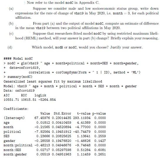 Solved Now refer to the model modC in Appendix C. (a) | Chegg.com