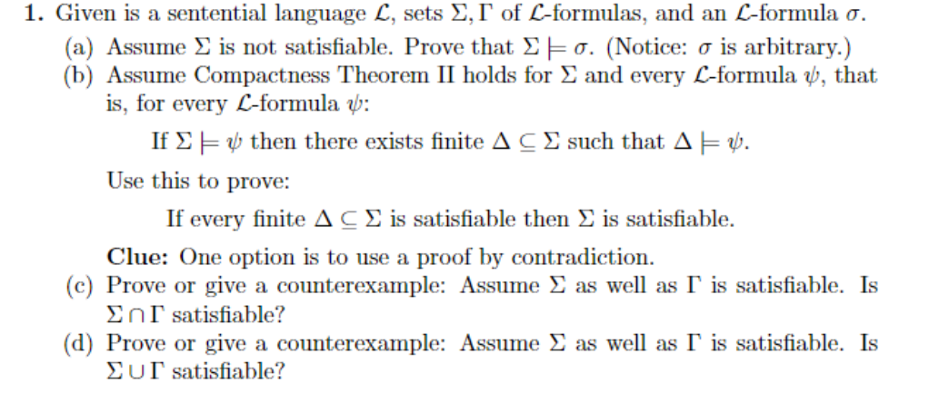 Solved 1. Given is a sentential language L, sets E, I of | Chegg.com
