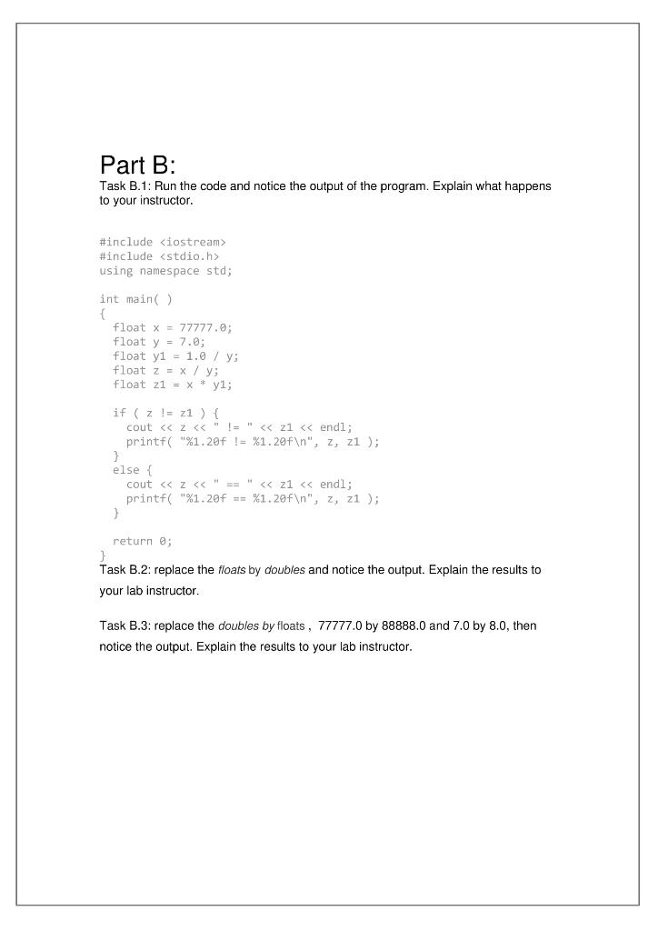 Solved Part B: Task B.1: Run the code and notice the output | Chegg.com