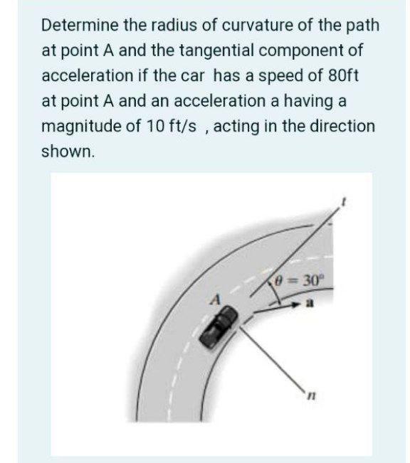 Solved Determine the radius of curvature of the path at | Chegg.com