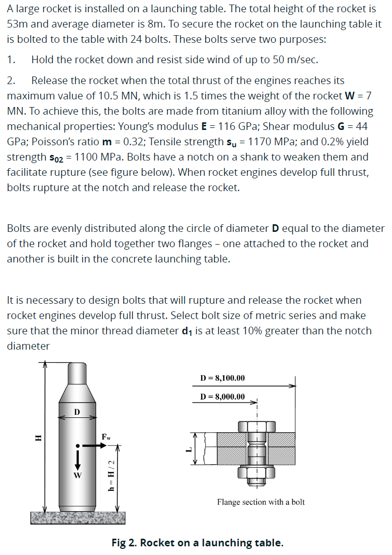 Solved A large rocket is installed on a launching table. The | Chegg.com