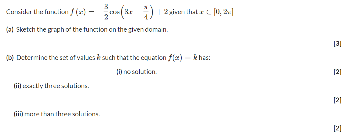 Solved TT Consider the function f (x) - 3 cos 3.0 2 + 2 | Chegg.com