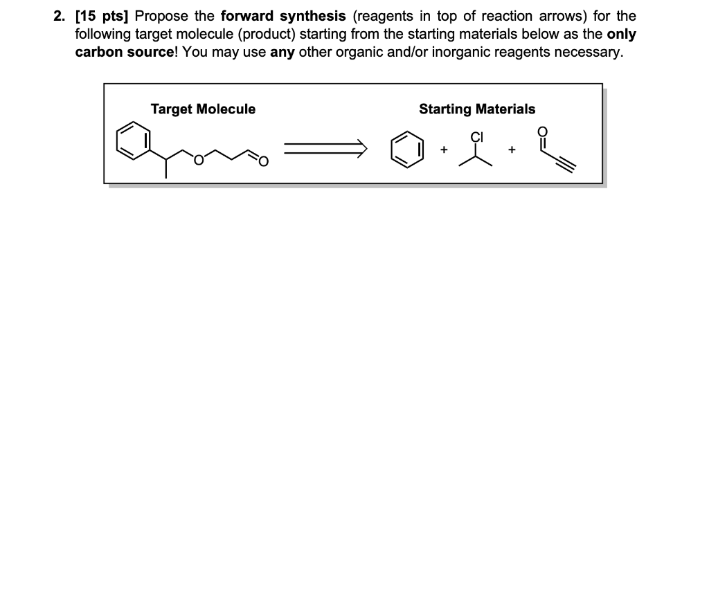 Solved 2. [15 pts] Propose the forward synthesis (reagents | Chegg.com