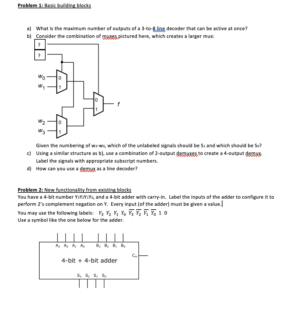 Solved Problem 1: Basic building blocks a) What is the | Chegg.com