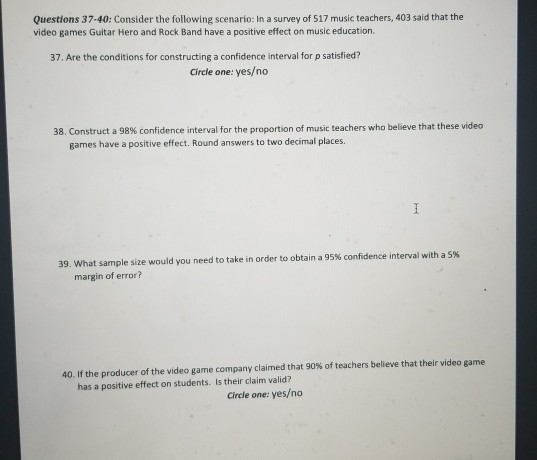 Solved Questions 37-40: Consider the following scenario: In | Chegg.com