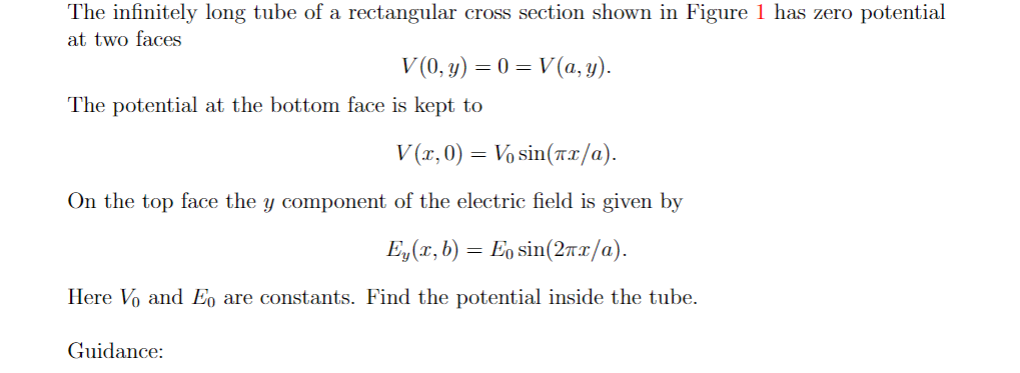 Solved The infinitely long tube of a rectangular cross | Chegg.com
