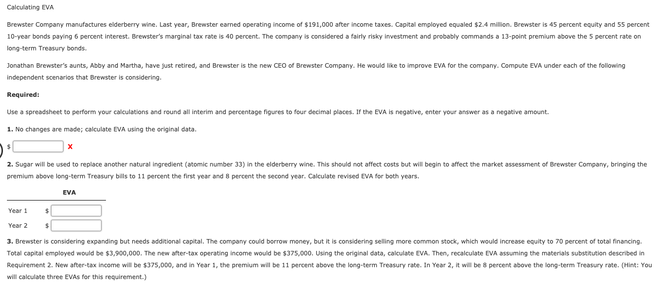 Solved Calculating Eva Brewster Company Manufactures Elde Chegg Com