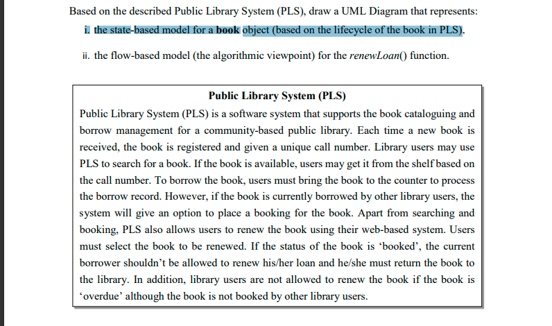 Based on the described Public Library System (PLS), | Chegg.com