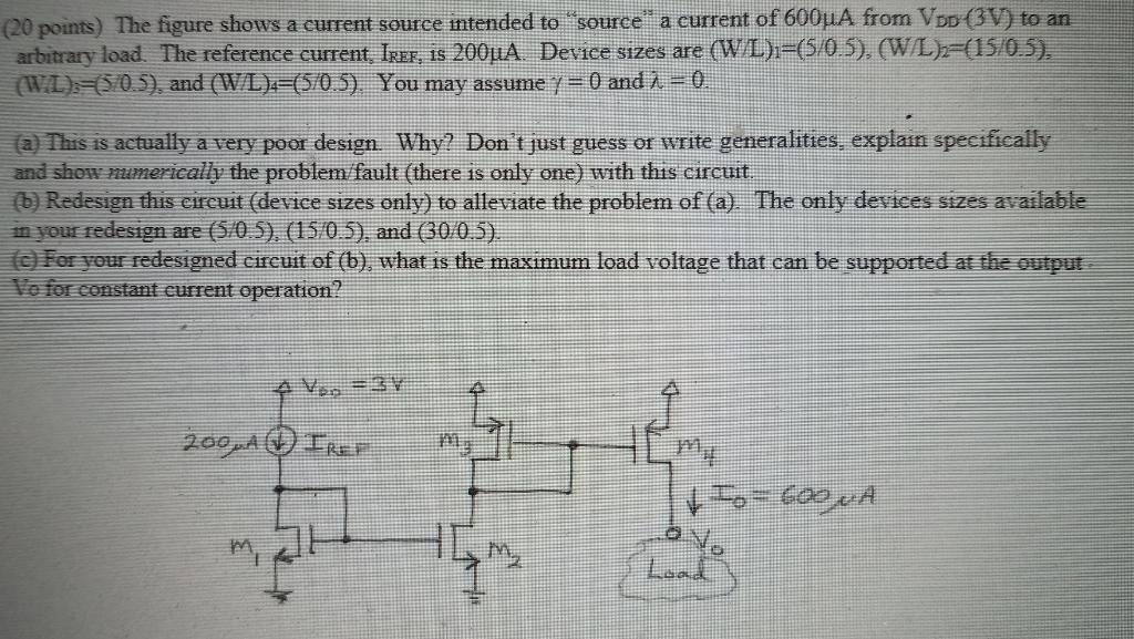 (20 points) The figure shows a current source | Chegg.com