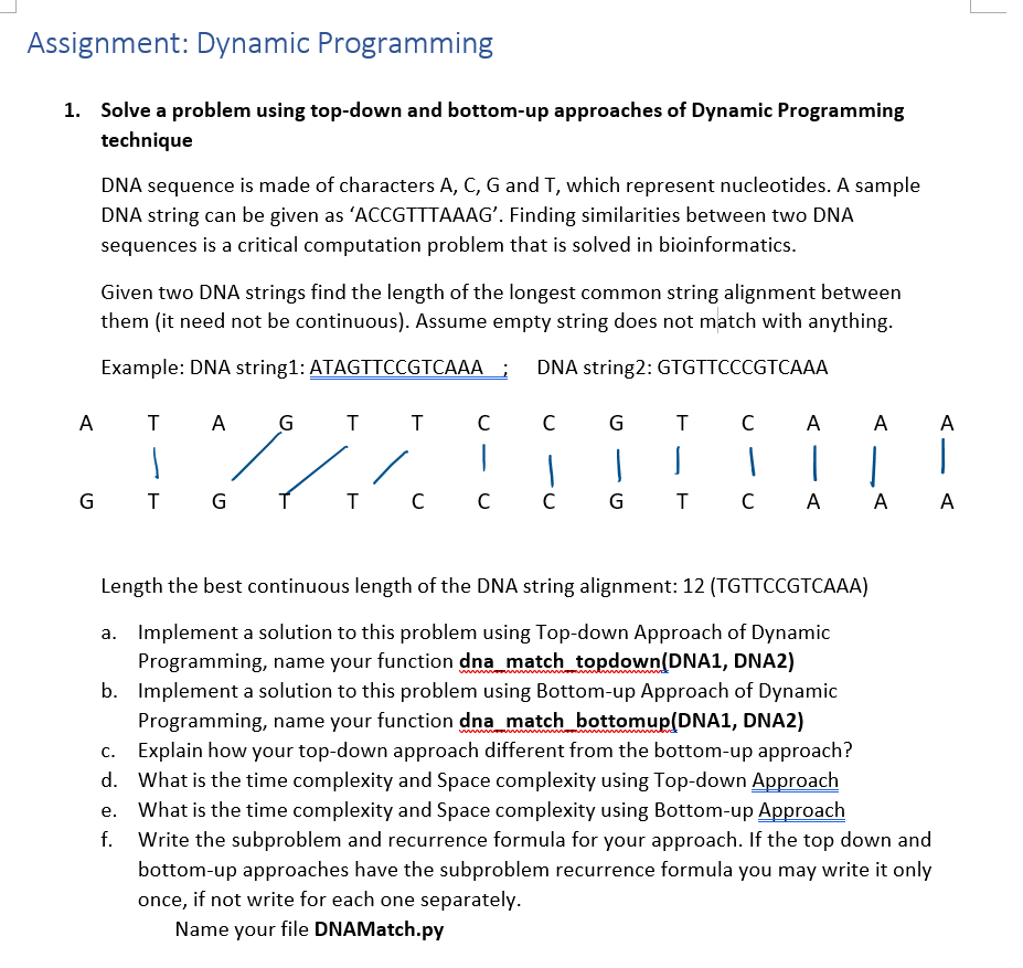 Solved Assignment: Dynamic Programming Solve a problem Chegg.com