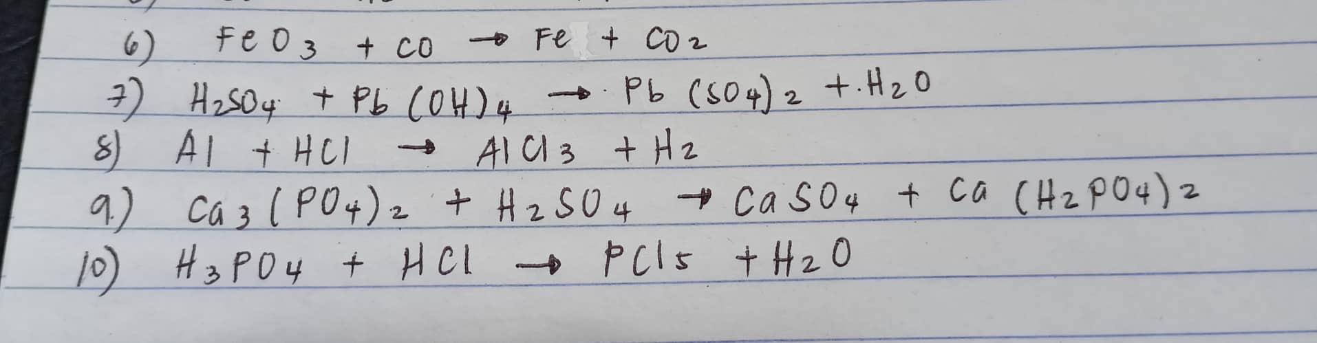 Solved + 2 6 FeO3 + co Fe + CO2 2) As04 + Pь (OH) 4 РЬ | Chegg.com