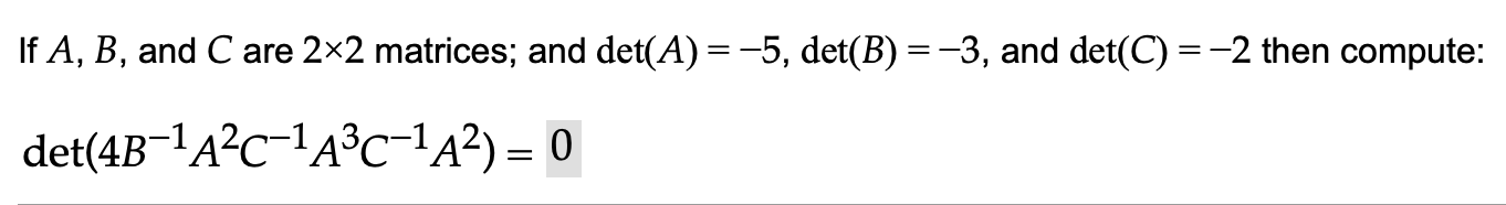 Solved If A,B, and C are 2×2 matrices; and | Chegg.com