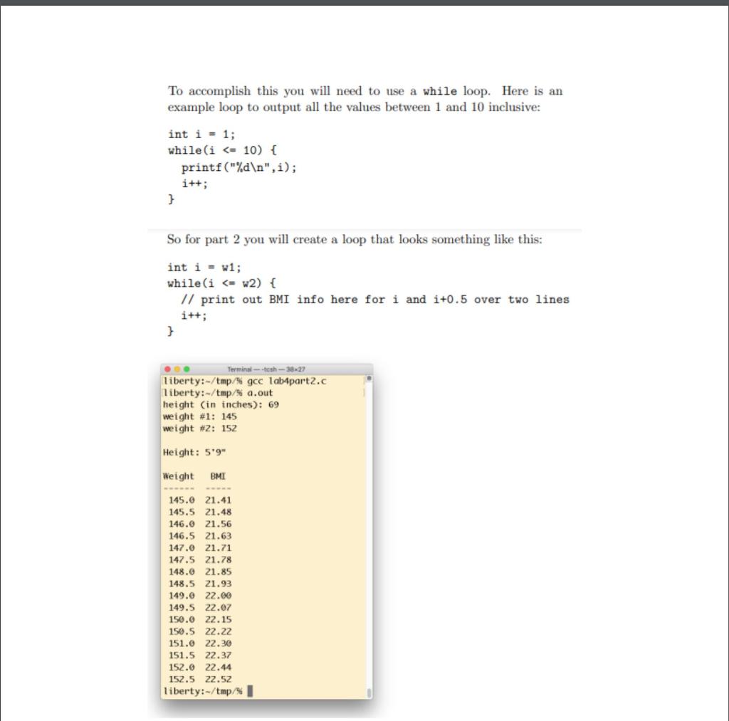 Solved 1. Write a C program that calculates the user's body | Chegg.com