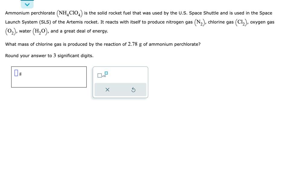 Solved Ammonium perchlorate (NH4ClO4) is the solid rocket