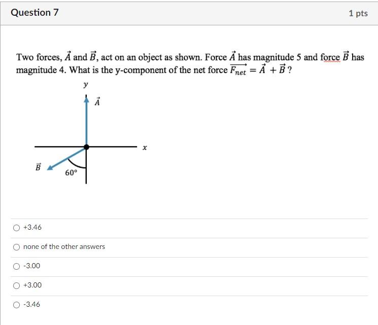 Solved Question 6 1 Pts Two Forces, A And B, Act On An | Chegg.com