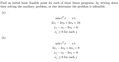 Solved s.t. Find an initial basic feasible point for each of | Chegg.com
